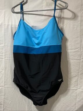 Speedo Two-Tone Light & Dark Blue One-Piece Swimsuit